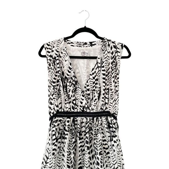 Firetrap Black White Abstract Pattern Sleeveless Draped Skirt Maxi Dress - Picture 3 of 13